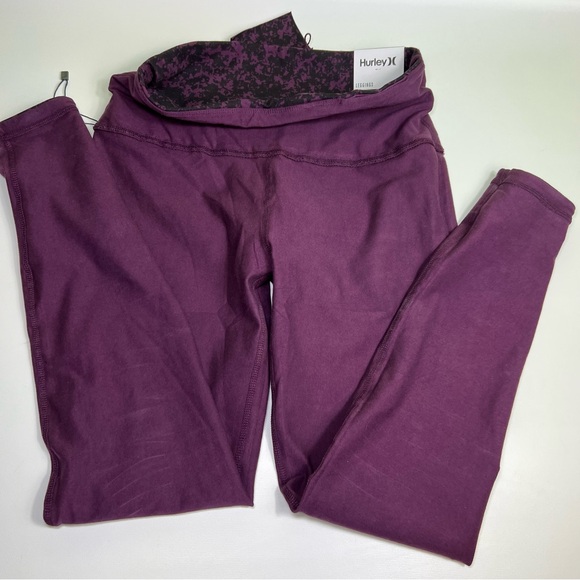 Hurley Womens Leggings Reversible Purple Black Yoga Pants size S NWT - Picture 7 of 7